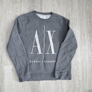Armani Exchange A/X Icon Period Sweatshirt Men's Medium Grey Logo Pullover M EUC